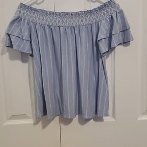 American Eagle Striped Off the Shoulder Top-Size M